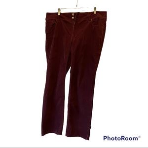 Avenue Corduroy Straight Leg Pants. Plum. Size 18